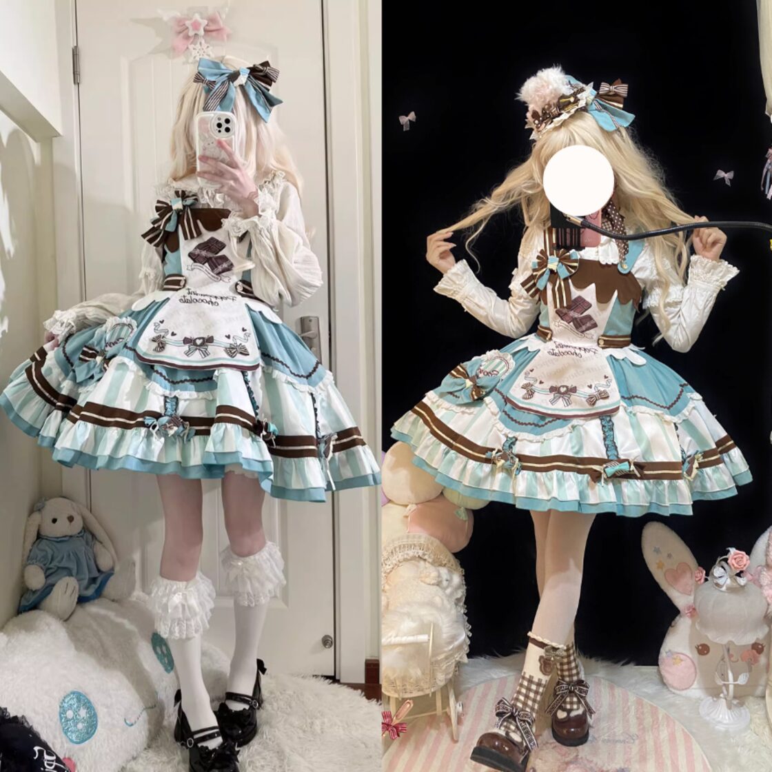 チョコミント　3点セット　甘ロリ　しゅくれどーる　ロリィタ　ロリータ ゴスロリ通販 With U スイートロリータ 甘ロリ フルセット 3点セット