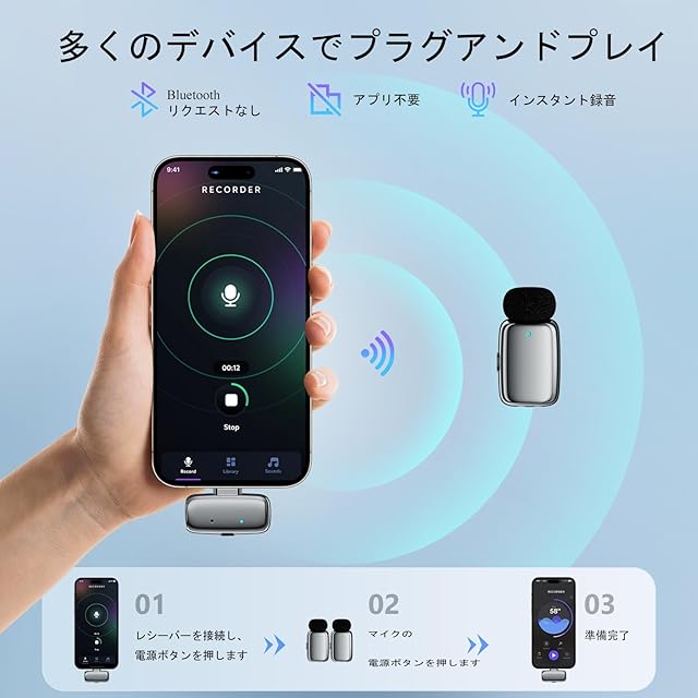 ワイヤレスピンマイク ZealSound miniワイヤレスマイク ピンマイク ワイヤレス 超軽量5g