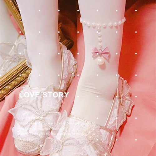 ✞✝✞ 白スウェードソックス ホワイト スウィート タイツ ストッキング ✞✝✞ゴスロリ SM ミリ 甘ロリ クラロリ 和ロリ エレガント 黒ロリ 姫ロリ 華ロリ DD-DD8885710