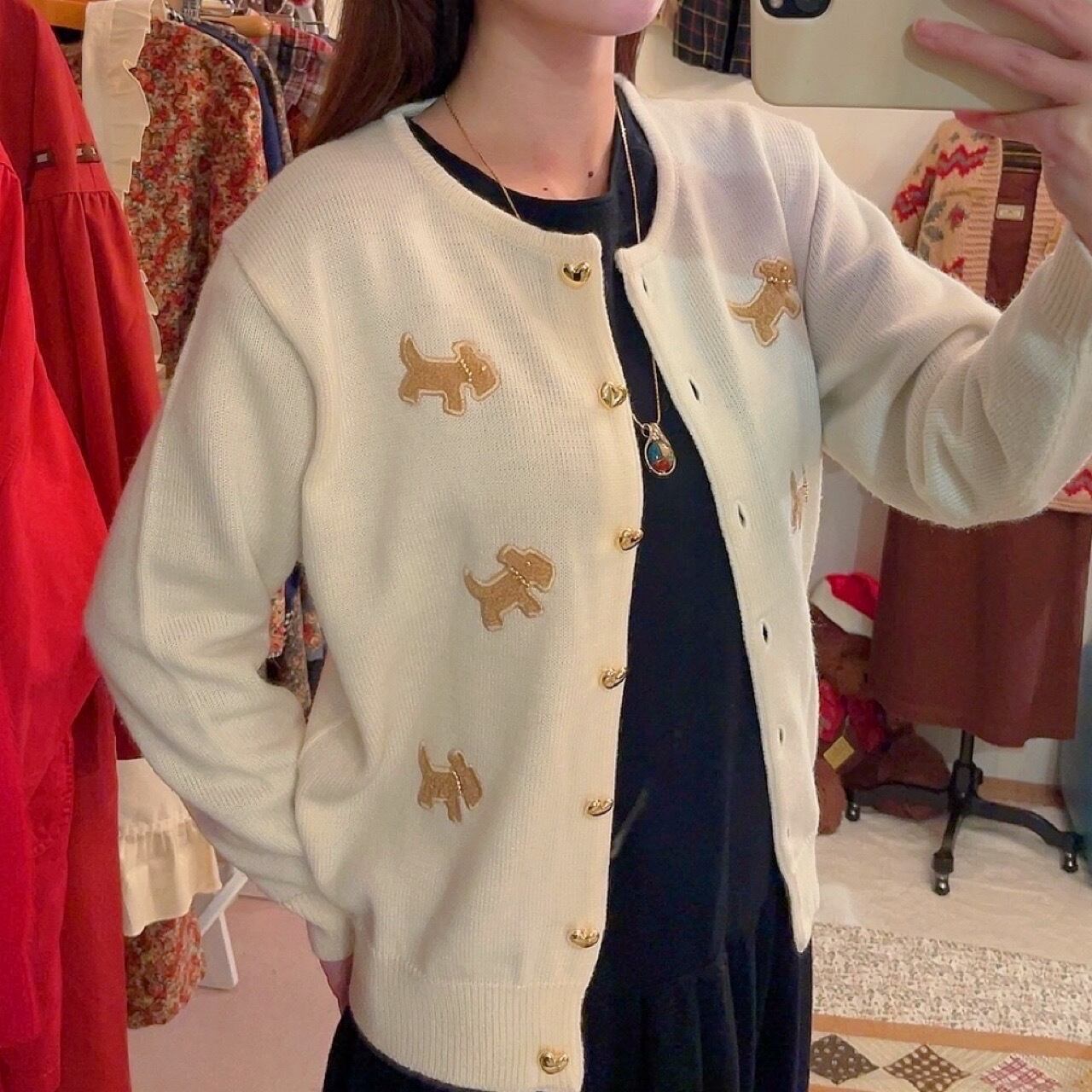 dog heart button cardigan