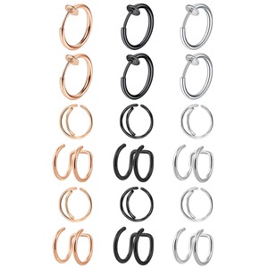 【特価処分】Aroncent 鼻ピ 軟骨ピアス ボディピアス 唇 イヤーカフ フェイクピアス ステンレス メンズ レディース ファッション アクセサリー(18点セット)