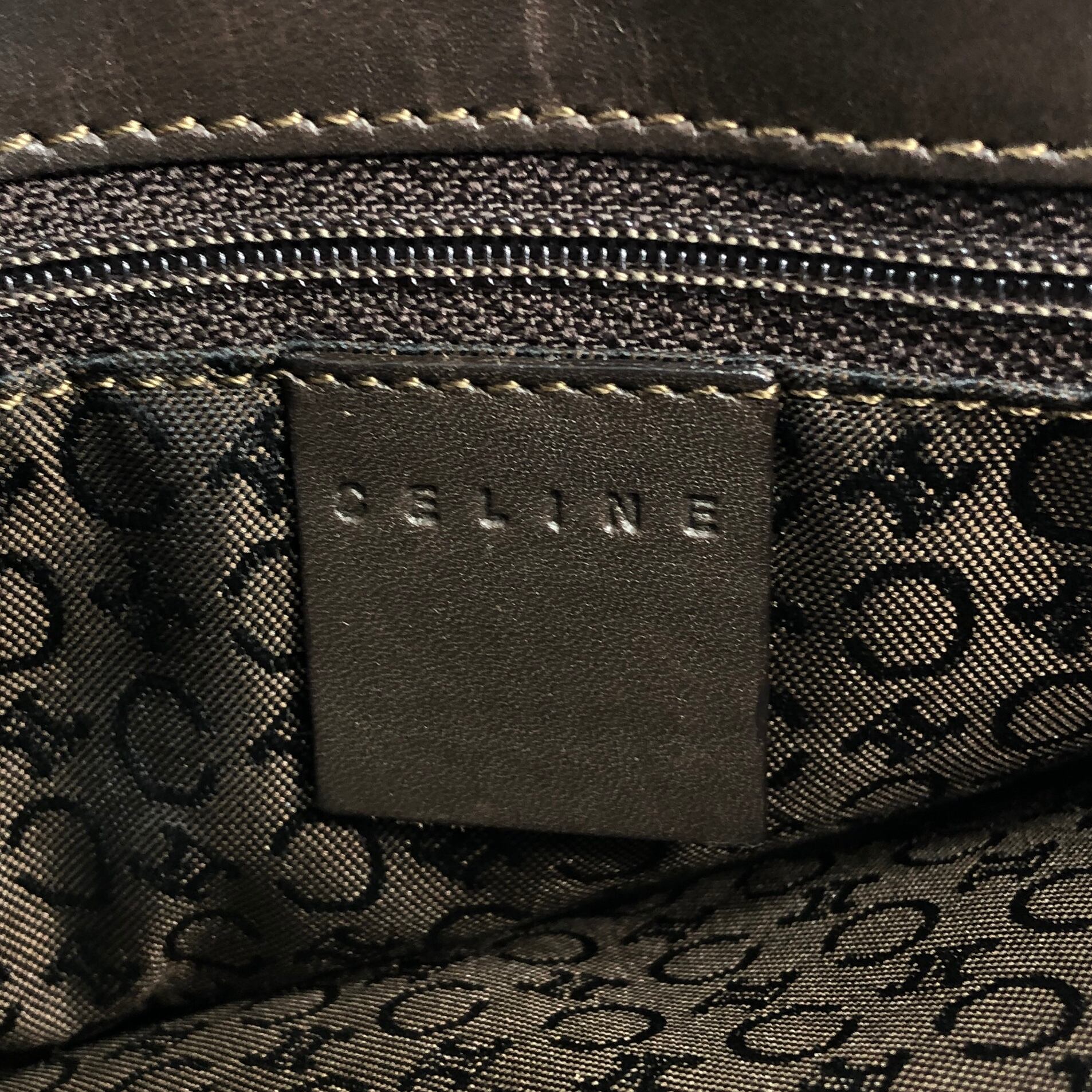 CELINE セリーヌ Cマカダム ショルダーバッグ ブラウン レザー