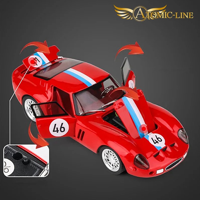 フェラーリ Ferrari 250 GTO 1/32 ミニカー 全4色 ライト点灯 エンジンサウンド 合金モデル 模型 ジオラマ