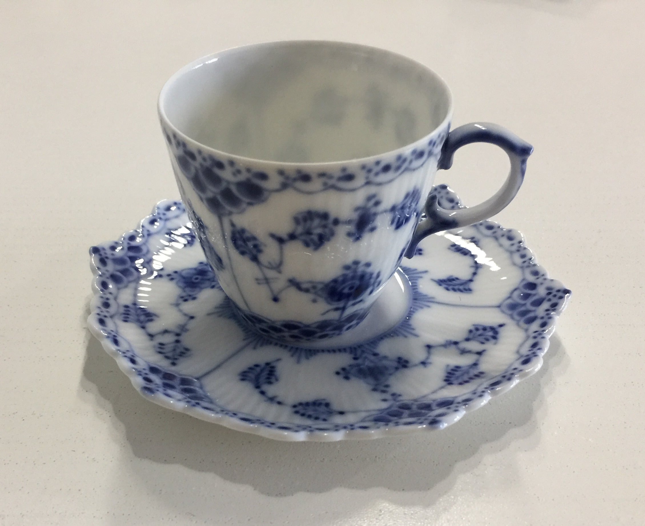 未使用ヴィンテージ ブルーフルーテッド フルレース ディーププレート