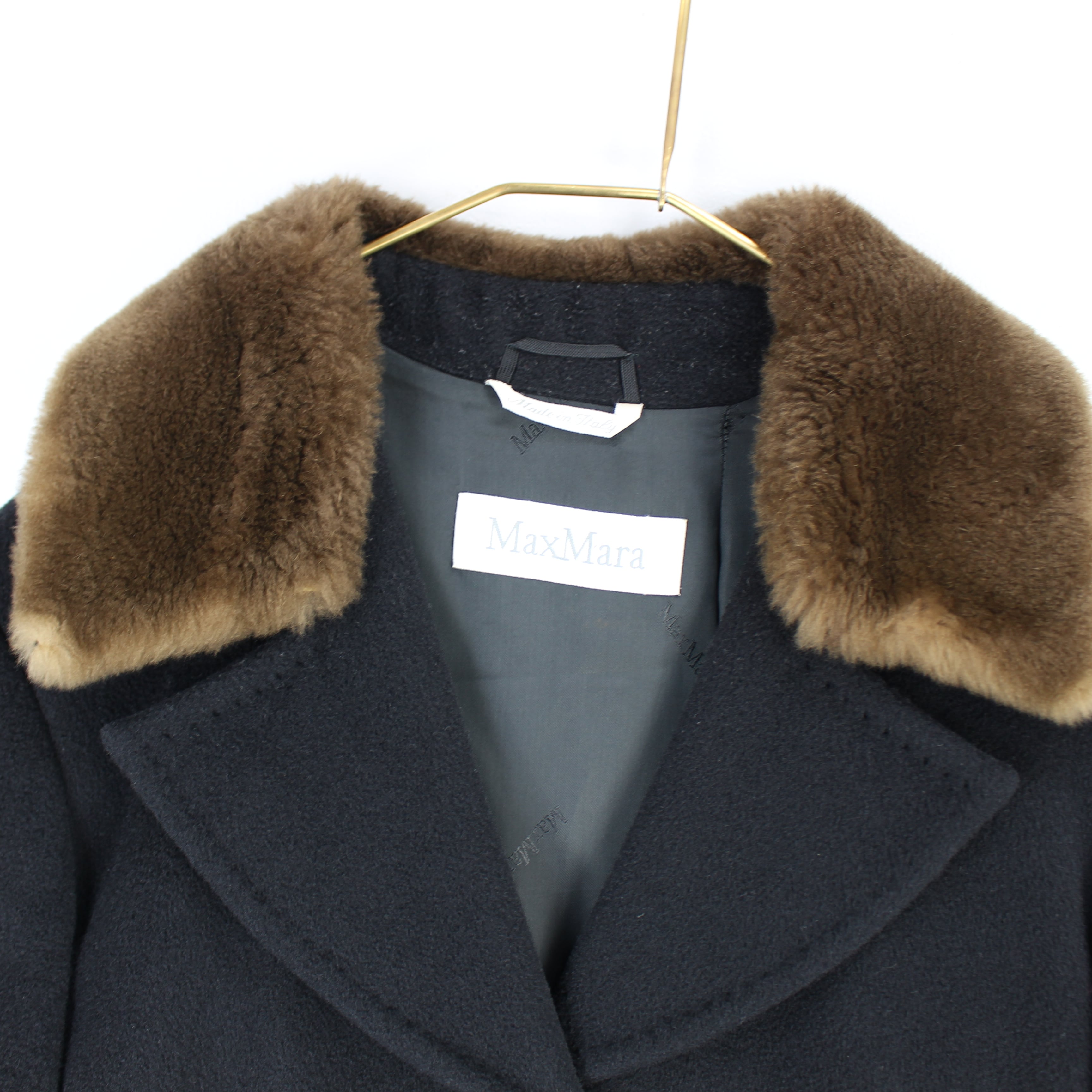 Max Mara FUR CASHMERE BREND WOOL CHESTERFILED COAT MADE IN ITALY ...