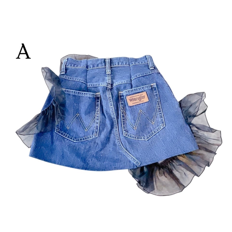 リメイク】リメイクチュールフリルデニムスカート | lilLilly official