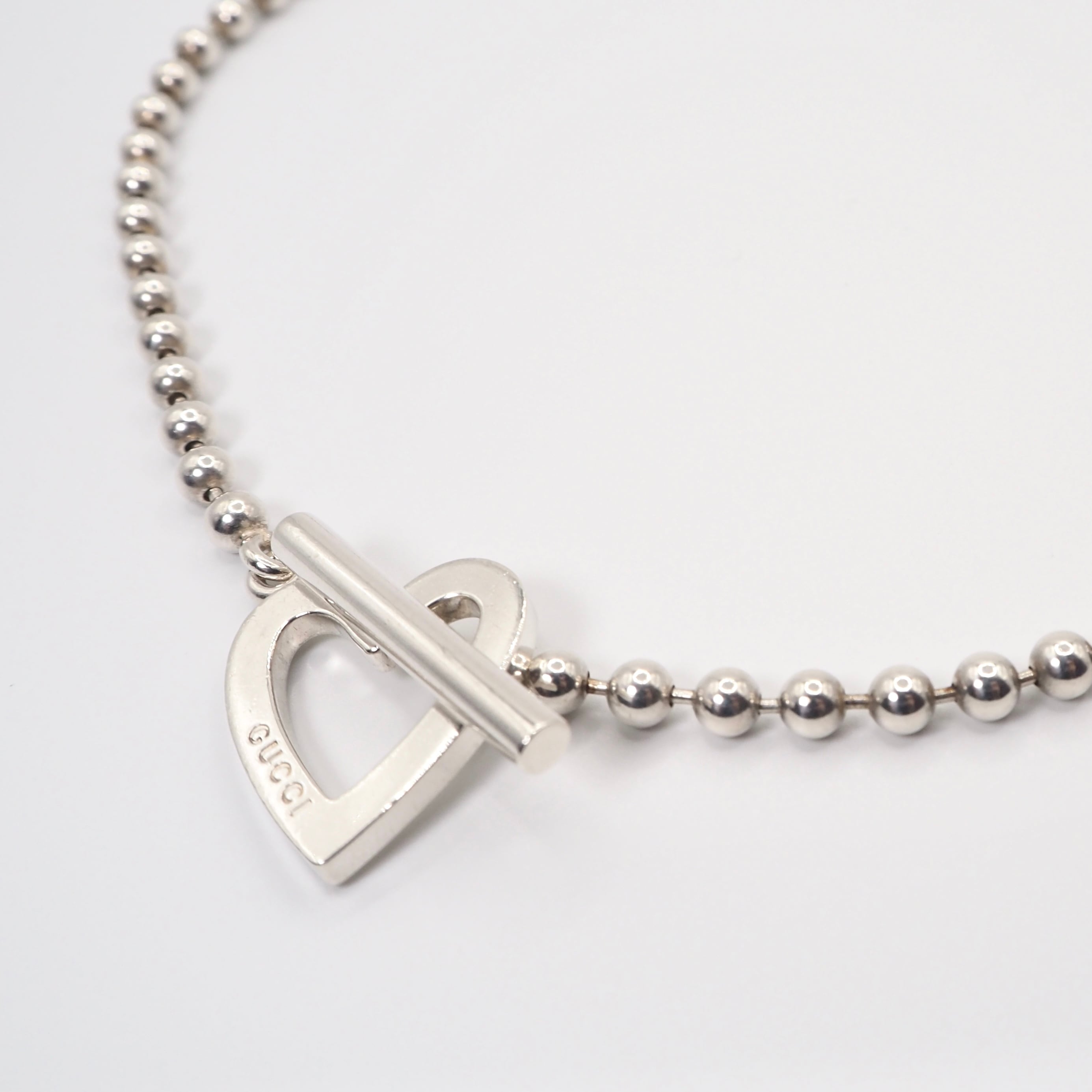 GUCCI ハートトグルボールチェーンネックレス シルバー925 グッチ 付属品付き