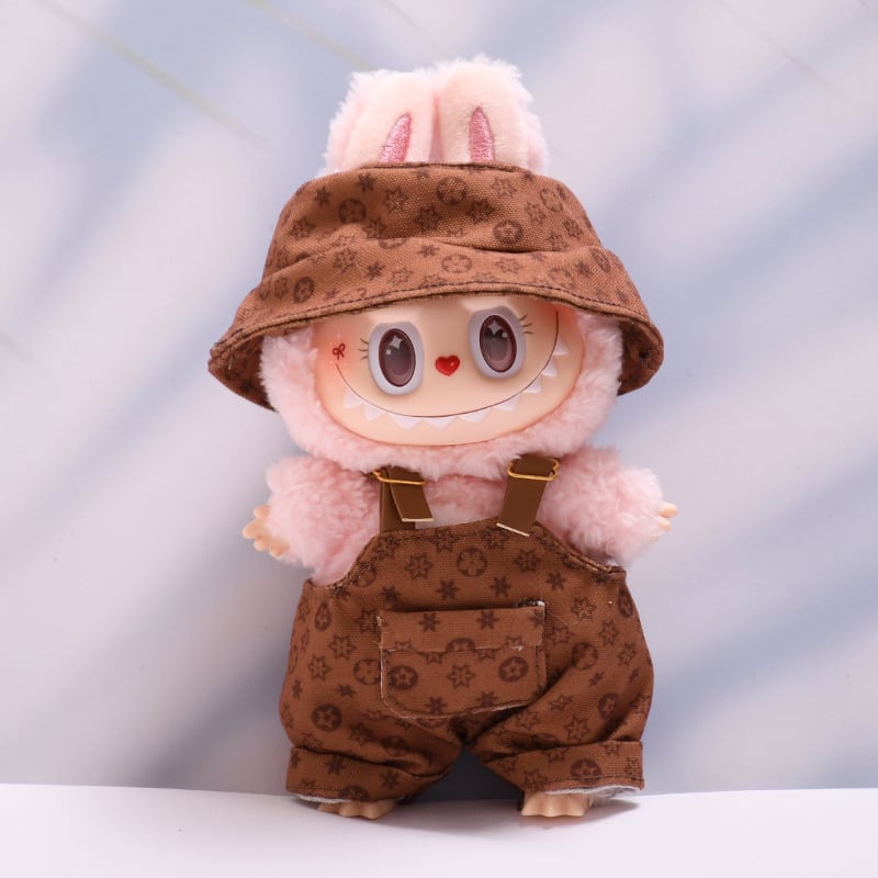 Labubu 1-3世代対応 おしゃれ プリント柄サロペット＋帽子 ラブブ