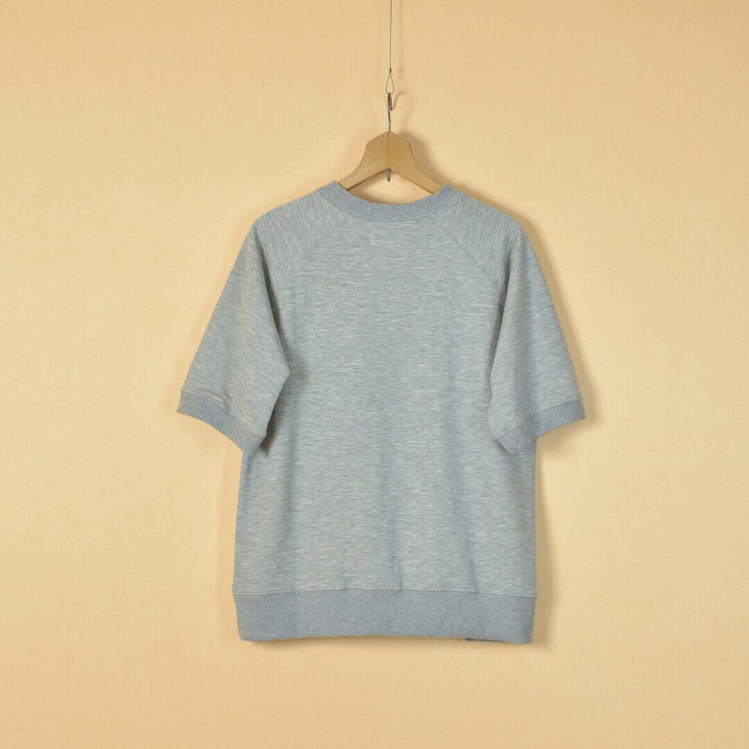 atelier naruse アトリエナルセ コットンリヨンセル裏毛半袖スウェット・ライト杢グレイ