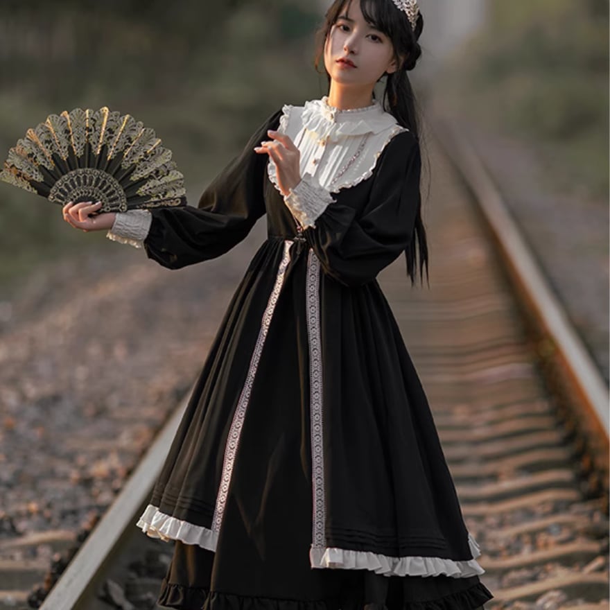 ハンドメイド　ロリィタ　ティアードワンピース お取り寄せ】ロリィタ リボンティアード ワンピース 3色 | LOUIS