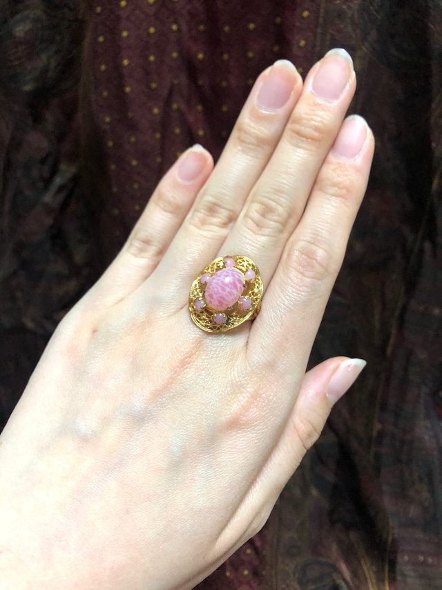 【Run Rabbit Run Vintage 】Goldcolor × Pinkgrass ring