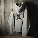 Harley-Davidson プルオーバーパーカー Vネックカスタム ファイアー スカル グレー