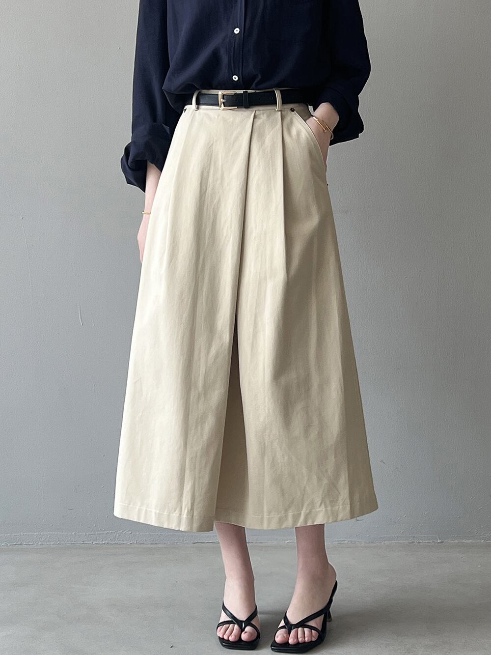 (2color)フロントタックコットンスカート