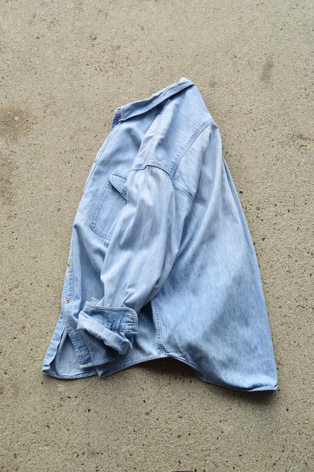 NUOVO County Seat 1980's-90's From USA Heavy Weight Flap Work Denim Shirt ヌーヴォ 80s デニムシャツ