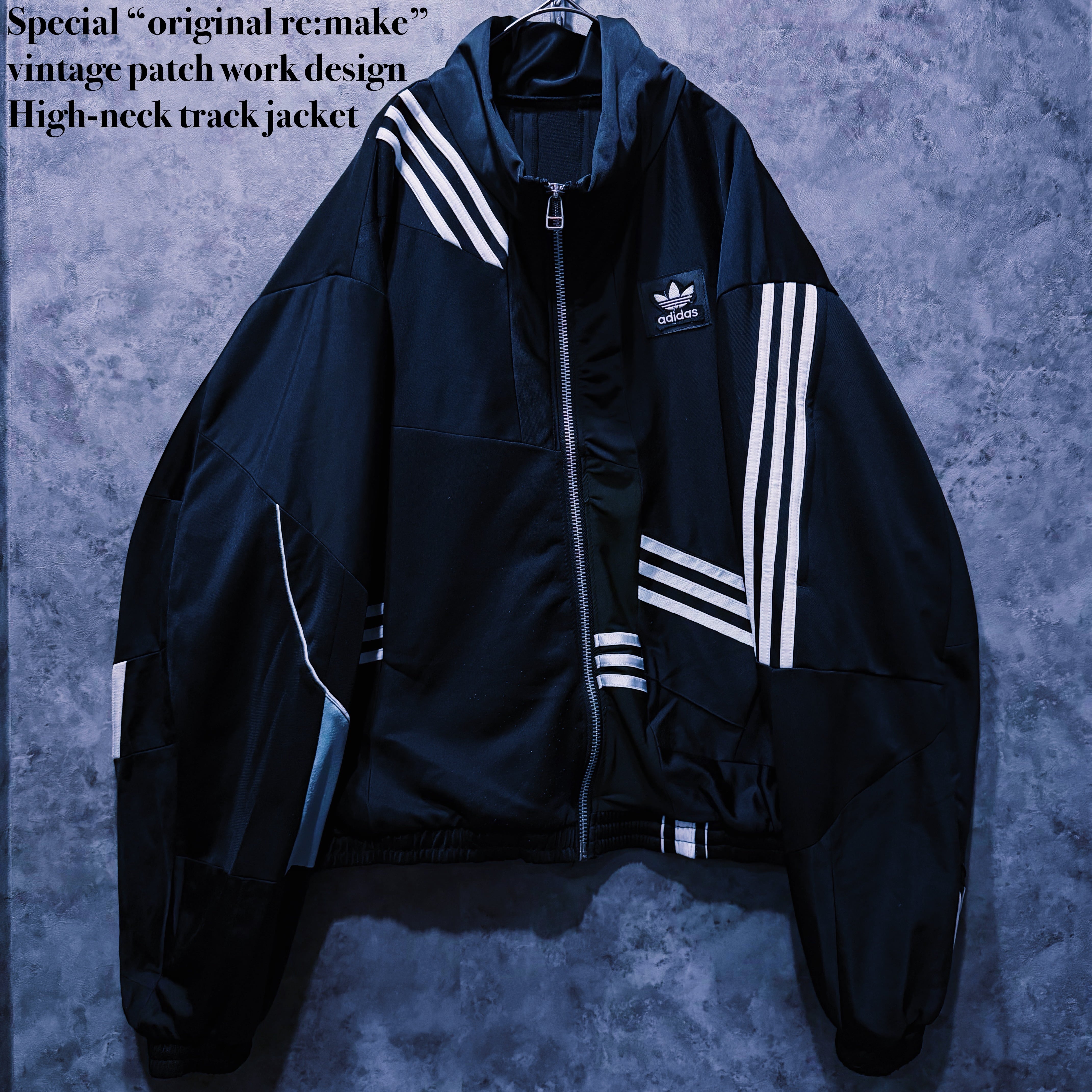 【doppio】Special “original re:make” vintage patch work design High-neck track jacket
