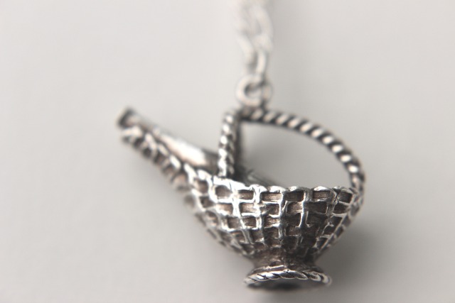 Wine Basket / Vintage Charm Necklace