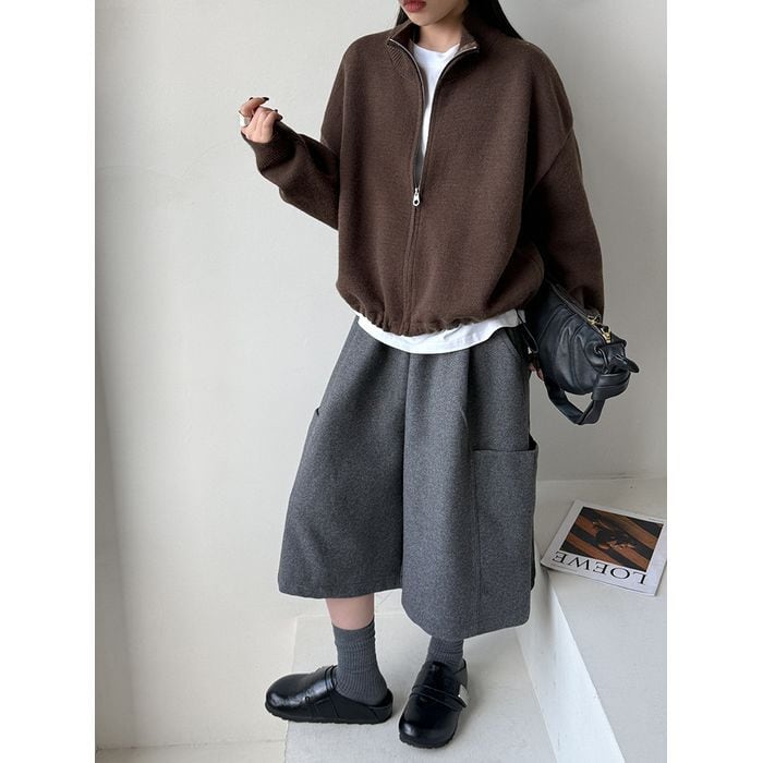 zip-up knit cardigan 14798 | abeille
