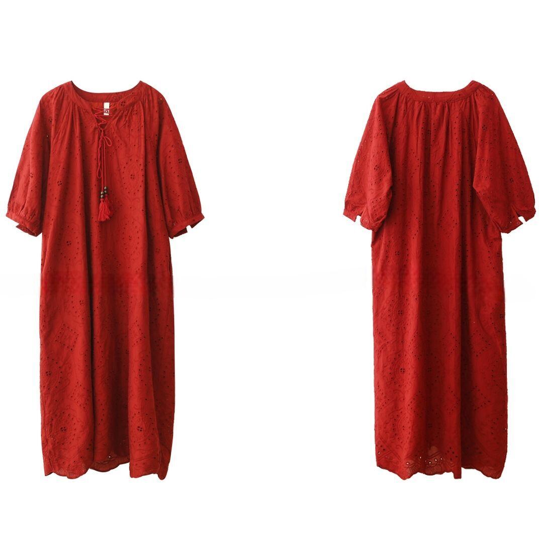 穴あき刺繍 ベルト付 ワンピース250227 | Raglana