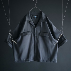 " resize " over silhouette hand-stitch design open-collar shirt