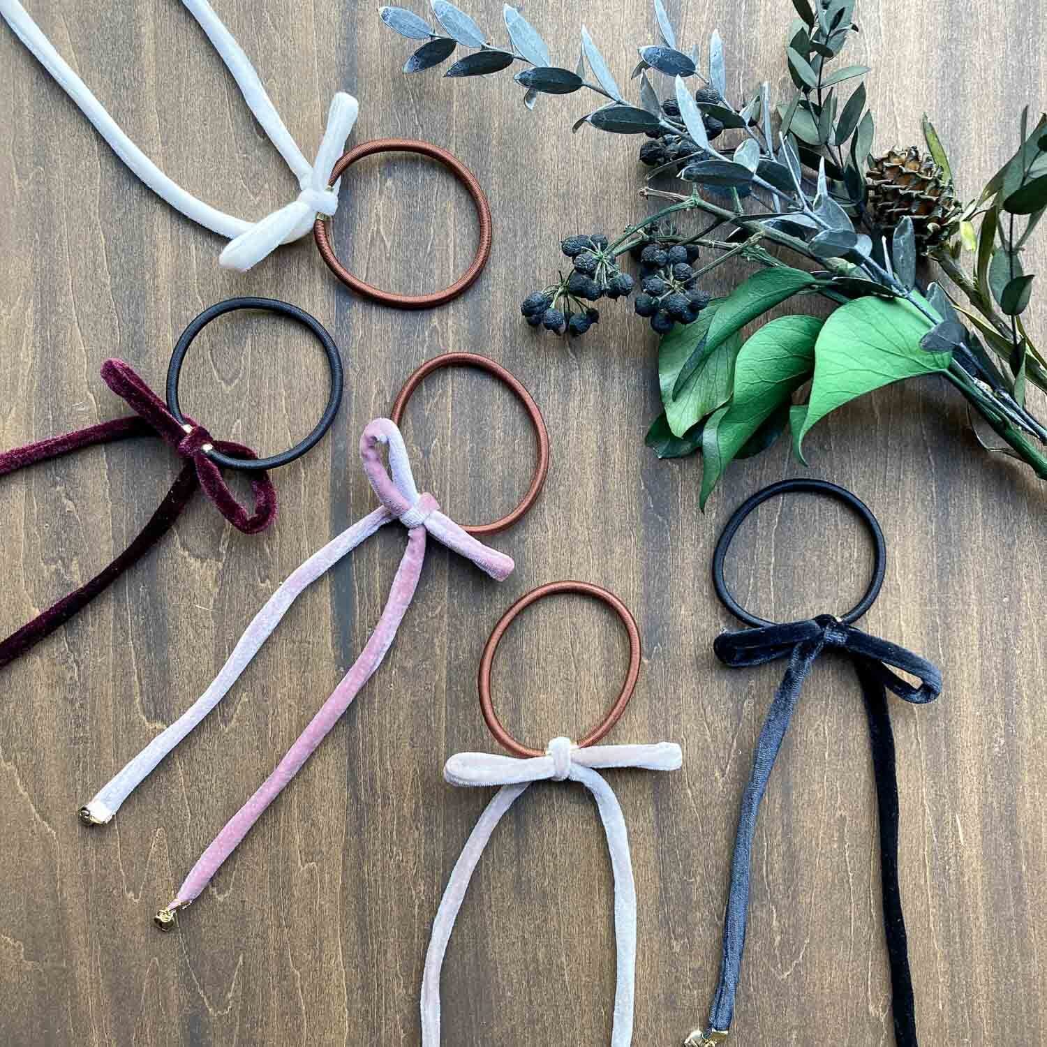 No.33リボンヘアゴム☆チェック柄☆ピンク系 No.33リボンヘアゴム