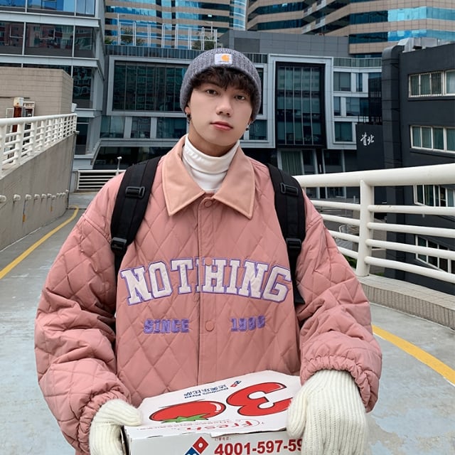 予約販売】ブルゾン アウターキルティング アメカジ ピンク/グリーン