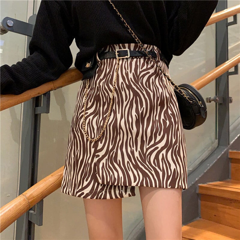 パターンショートスカート ハイウェスト薄手Aラインスプリング 春物 萌量不足82433900165