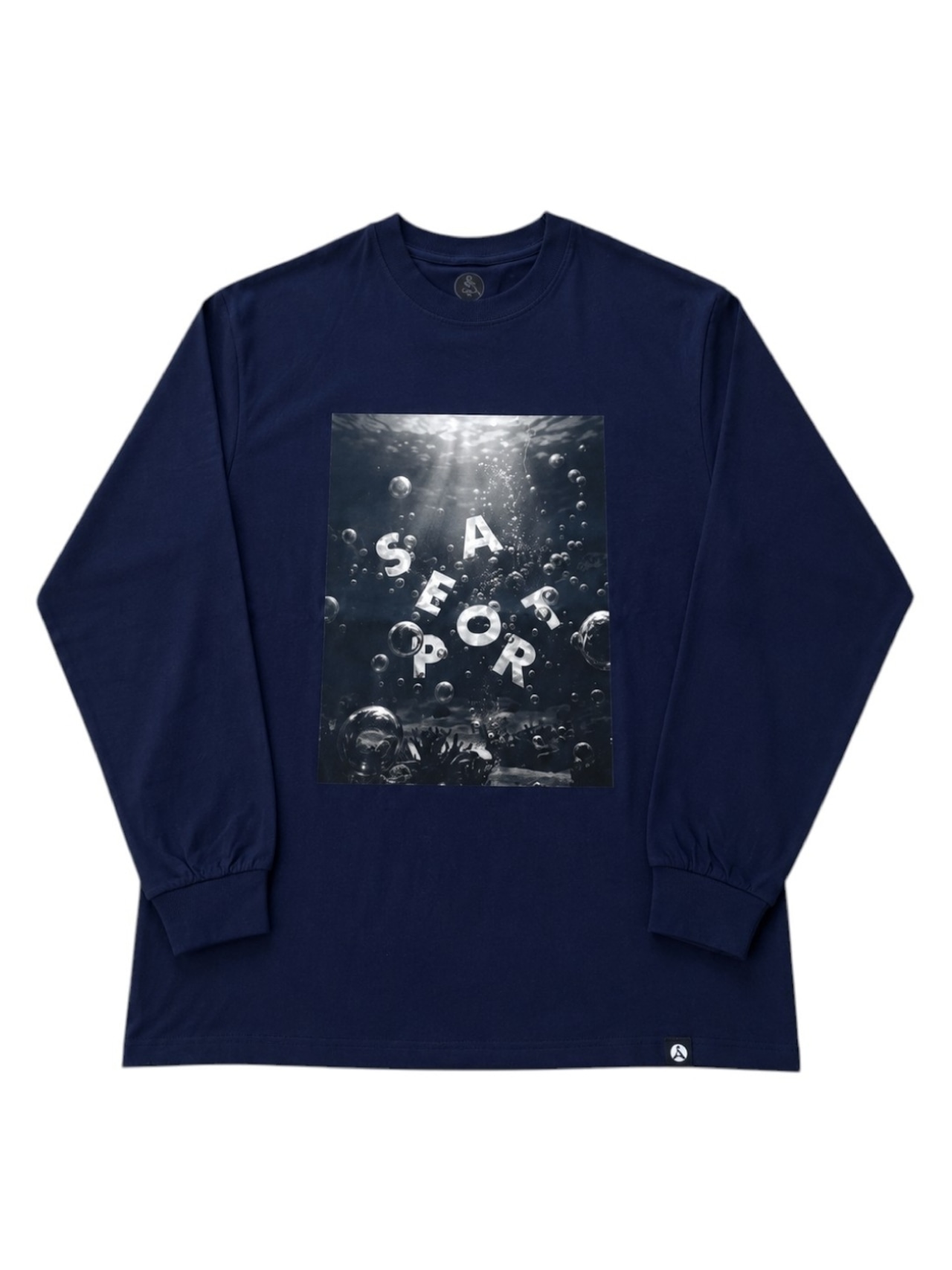 【SUNKEN LETTERS L/S TEE】MIDNIGHT CURRENT(Navy) 画像1