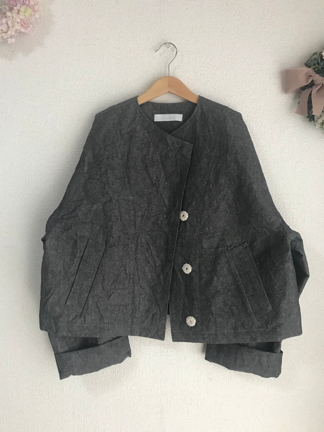 綿麻バフクロス　HAORI short   grey