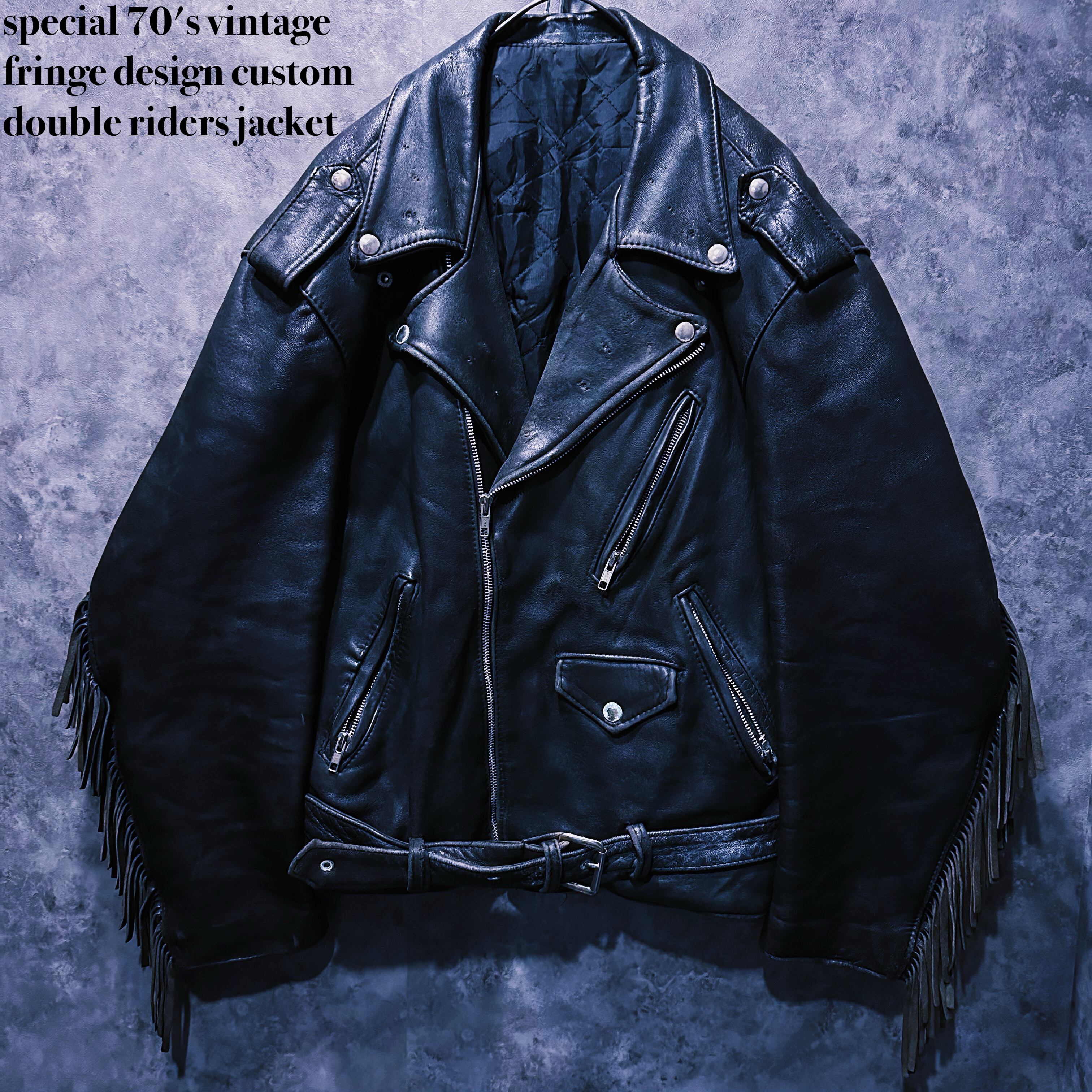 【doppio】special 70's vintage fringe design custom double riders jacket