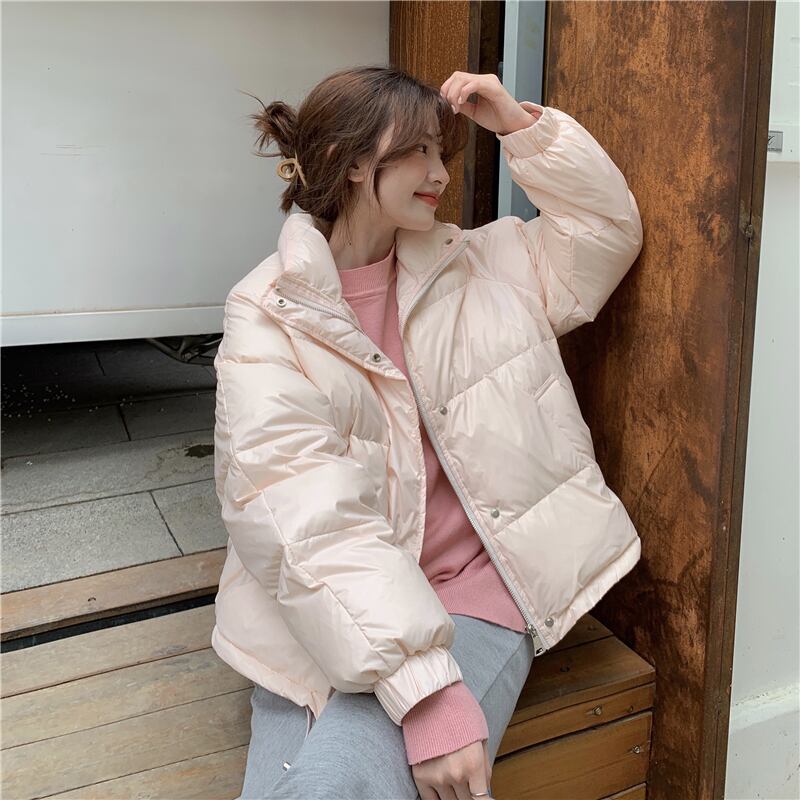 ジャケット ルーズブラックコート ウィンター コットン 冬物 ブラックストロベリース91149627983