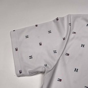 TOMMY HILFIGER トミーヒルフィガー GOLF ゴルフ 総柄 半袖 ポロシャツ サイズ L /ホワイト/メンズ