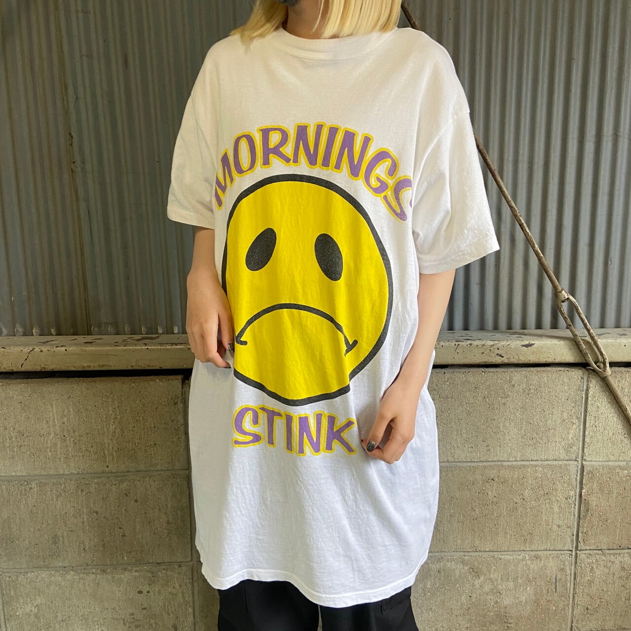 【90年代製アート系】超ビッグ スマイル Ｔシャツ サイズＬ 美品 90S