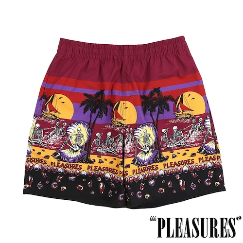 【PLEASURES/プレジャーズ】BEACH SHORT ショートパンツ / BURGUNDY バーガンディー