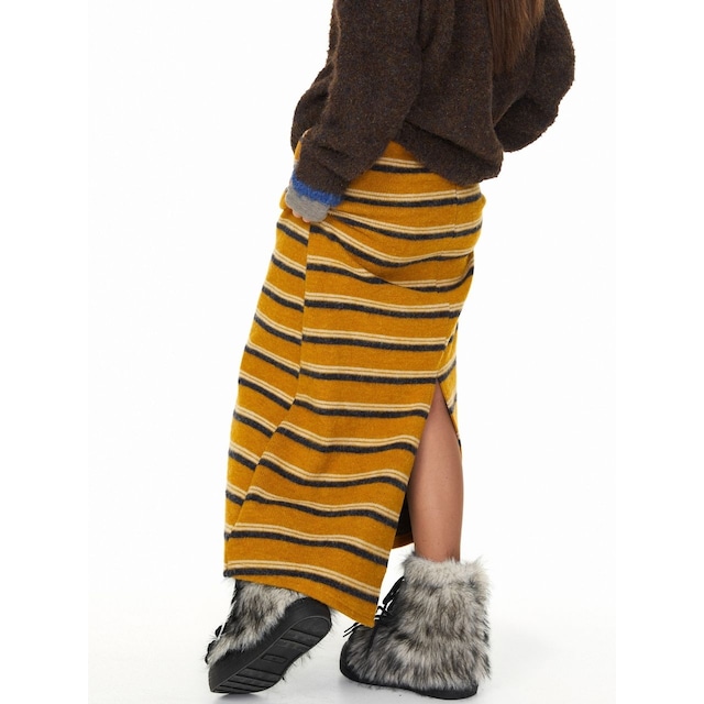 ラインボーダーストレートロングスカート R01292