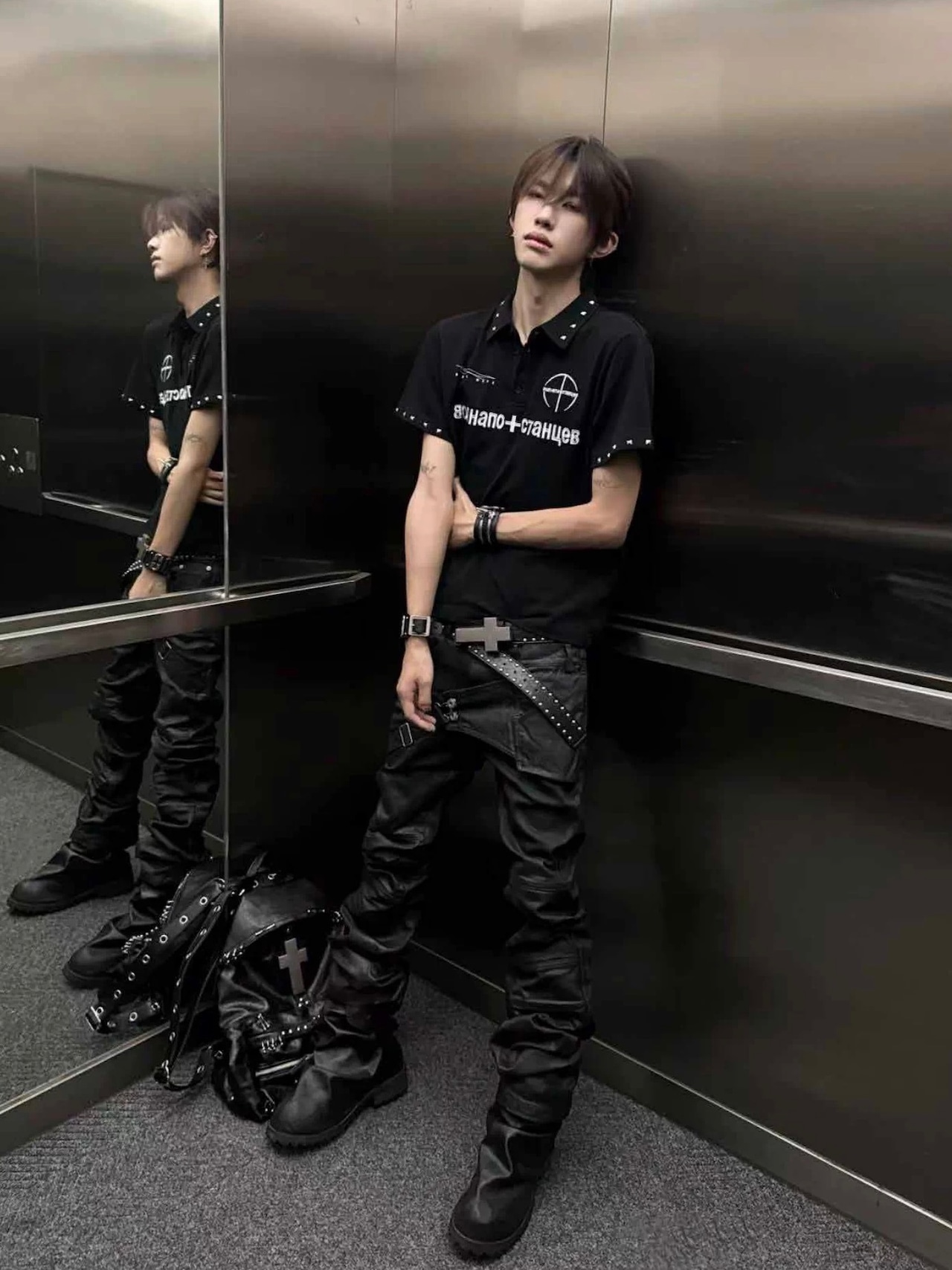 【CinderVein】Dual Track Reconstructed Waxed Denim Pants