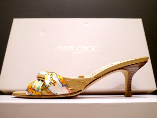 美品★JIMMY CHOO ジミーチュウ フラワーモチーフ ミュール サンダル★