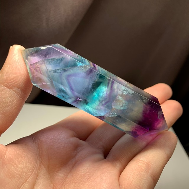 11.透明度高☆美しいグラデーションフローライトダブルターミネーテッドポイント