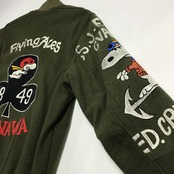 再構築ミリタリーウールシャツリメイク MA-1 ジャケットMILITARY MIX BOMBER JACKET