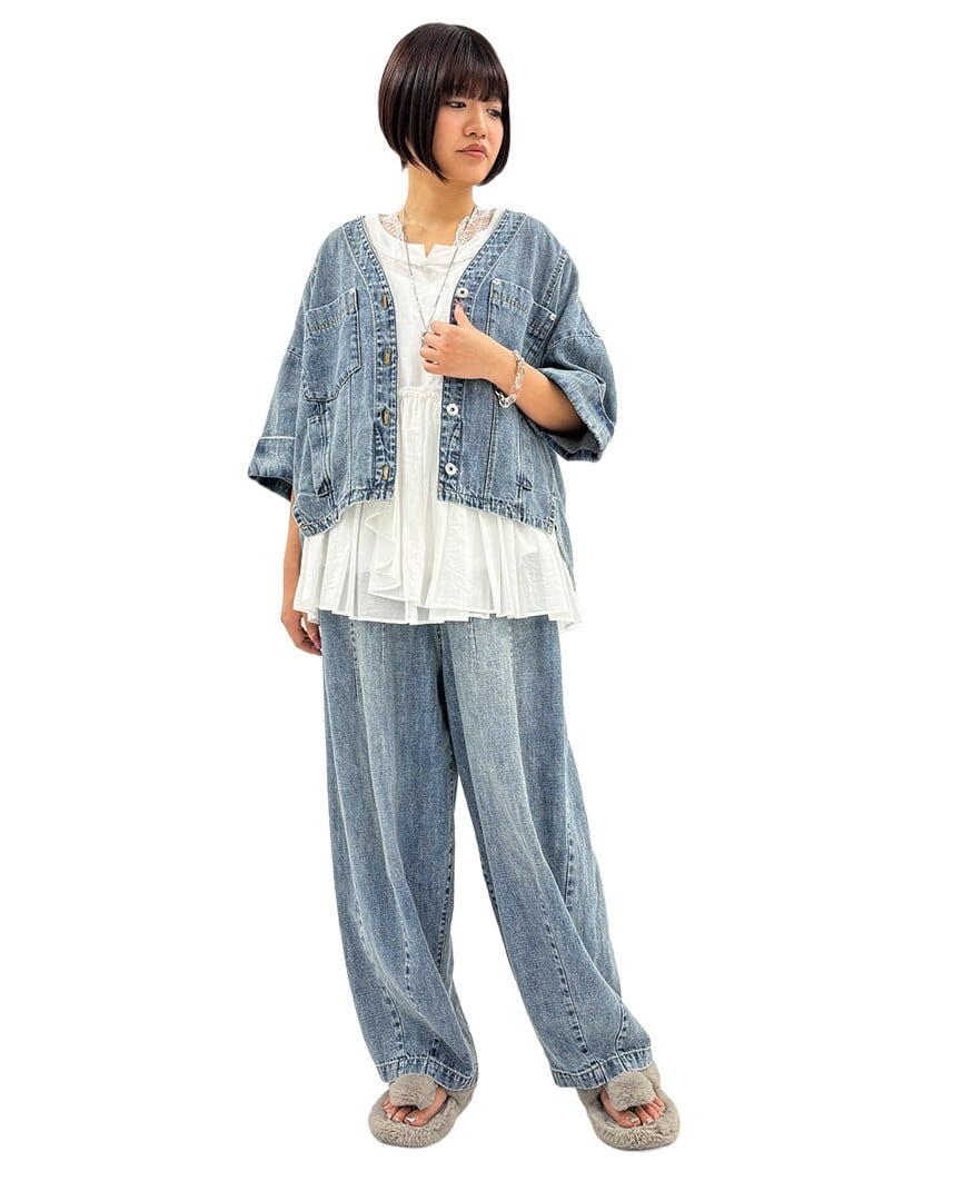 SALE【ayane】麻混デニムバレルレッグパンツ 826502 アヤン | red earth