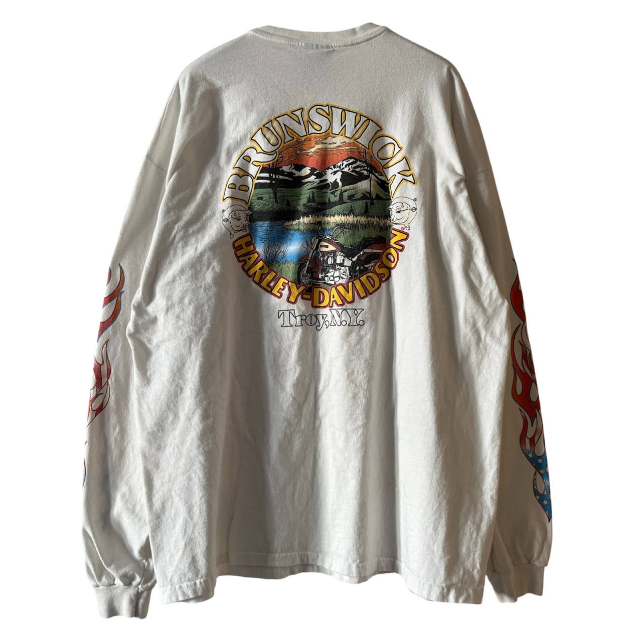 Harley Davidson 2001 USA Flag Flame L/S Tee | Vintage High Line