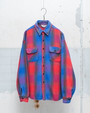 old "FIVE BROTHER" heavy flannel oversized plaid shirt / SIZE:2XL / Made In USA