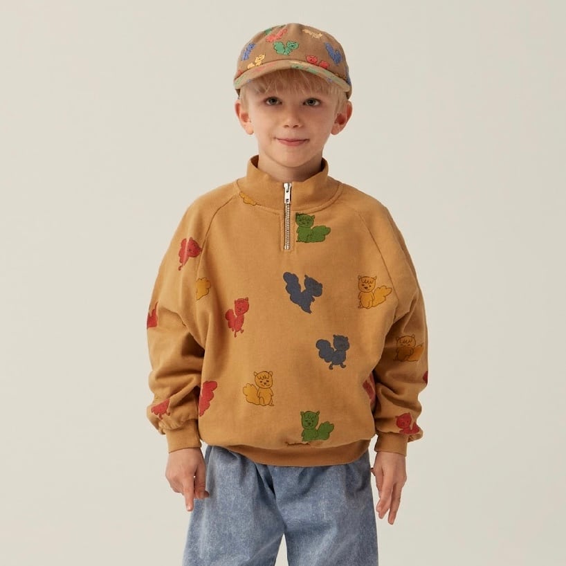 The Campamento Squirrels AOP Sweatshirt【2-8Y】Brown