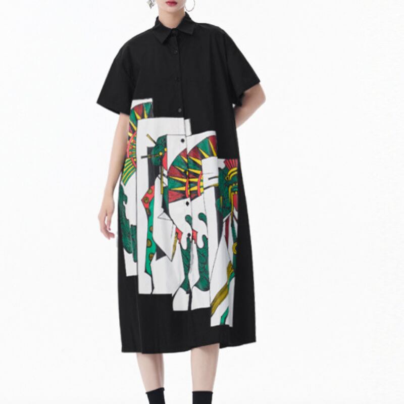 アートプリントオーバーサイズシャツワンピース ON0828