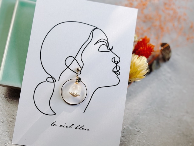 天然石とリングの揺れイヤリング ムーンストーン ゴールド/シルバー 天然石とリングの揺れイヤリング ムーンストーン ゴールド/シルバー