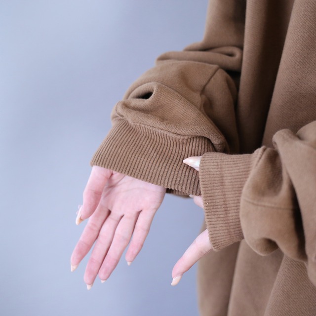 "刺繍" bulldog one point design over silhouette half-zip pullover