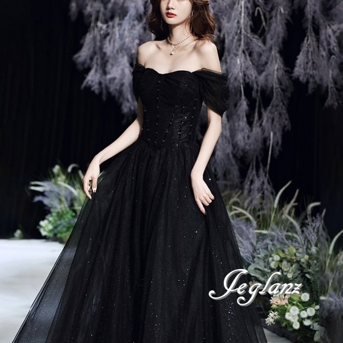 パーティ イブニングドレス 背中 編み上げ キラキラ ラメ 光沢感 3way(M7887)ζ