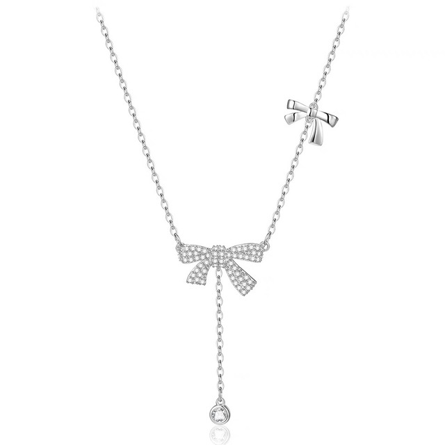 silver double ribbon necklace