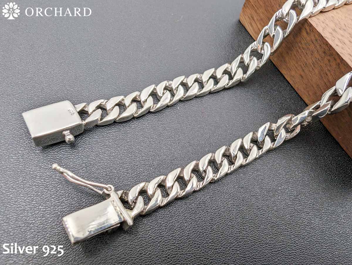 45cm 幅8mm シルバー925 ネックレス マイアミキューバン チェーン 喜平