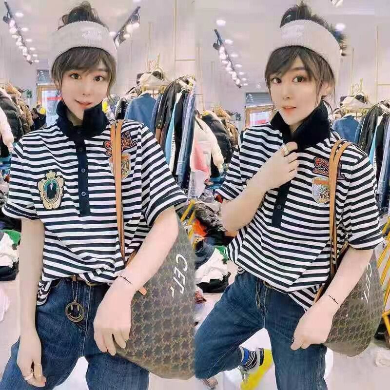 ストライプTシャツ シャツ サマールーズカラー 大きめサイズ 夏物 ミックスインファッション29201401139