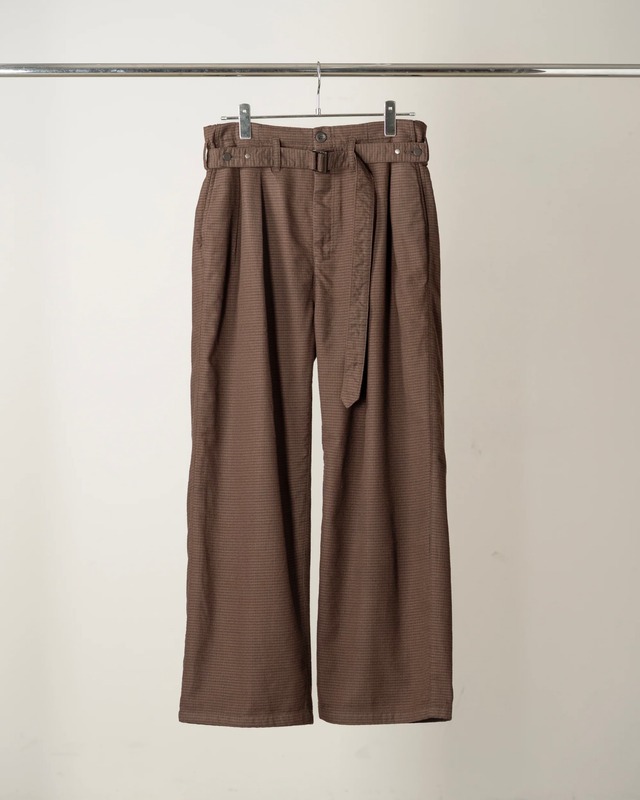 ANCELLM / WOOL BELTED WIDE SLACKS (GRAPH CHECK)